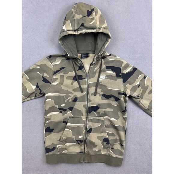Nike Green Camouflage Full Zip Hoodie Mens Small Black Label Embroidered Coat - Picture 2 of 14